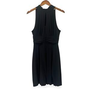 White House Black Market Halter Neck Bubble Hem Dress Size S Black Sleeveless